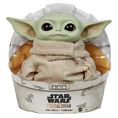 Mattel Star Wars Plush Toys, Grogu Soft Doll from The Mandalorian, 11-inch Figure, Collectible Stuffed Animals for Kids