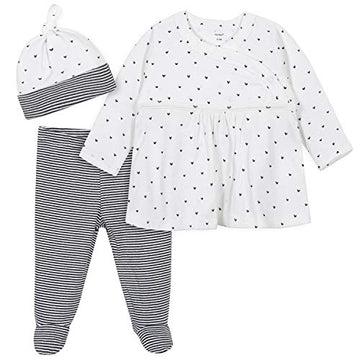 Gerber Baby 3-Piece Shirt, Footed Pant, and Cap Set - B&W Nature