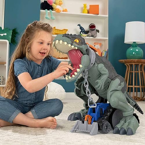 Fisher-Price Jurassic World Toys Jurassic World Dominion Dinosaur Toy Mega Stomp & Rumble Giga Dino with Lights & Sounds,Owen Grady Figure,for Ages 3+ Years