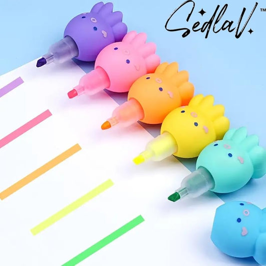 SEDLAV 6-Pack of Small Octopus-Shaped Highlighters - Vivid Colors with Precision 3mm Tip – Perfect Study Tool