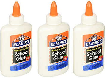 Elmers Liquid School Glue qUOaZh, Washable, 4 Ounces, 3 Count