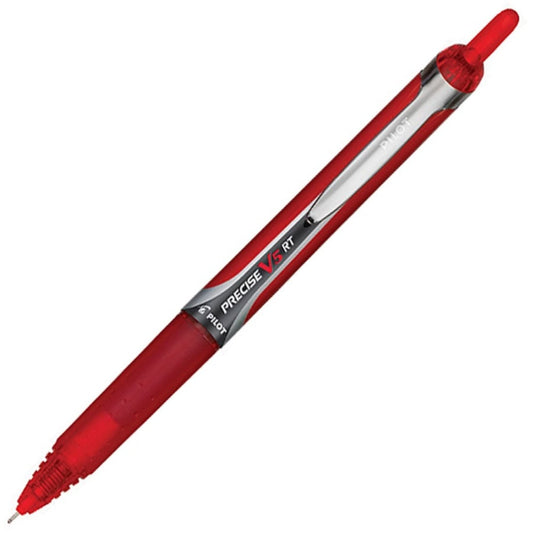 Pilot, Precise V5 RT Refillable & Retractable Rolling Ball Pens, Extra Fine Point 0.5 mm, Red, Pack of 12