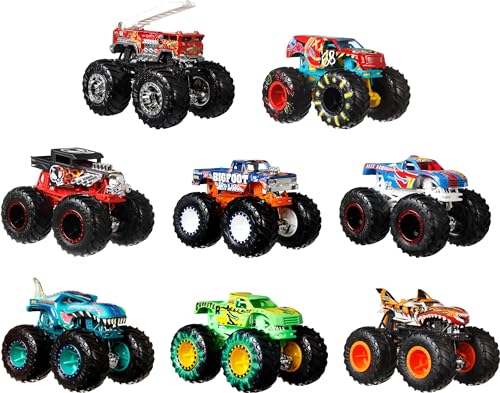 Hot Wheels Monster Trucks Live 8-Pack, Multipack of 1:64 Scale Toy Monster Trucks, Characters from The Live Show, Smashing & Crashing Trucks, Gift for Kids 3 Years Old & Up