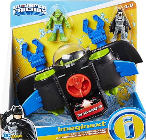 Fisher-Price Imaginext DC Super Friends Batsub, Batman figure and sea vehicle set for preschool kids ages 3 years and up , Black