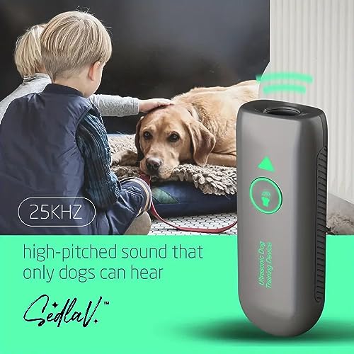 SEDLAV Anti-Bark Control Device - 2 in 1 Rechargeable Ultrasonic Dog Anti Bark Device with 25KHZ Frequency - Portable Dog Barking Deterrent with Long Lasting Battery Life, Ergonomic Design