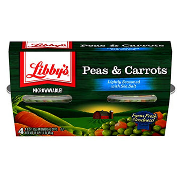 Libby's Peas and Carrots, (Each 4 Count of 4 oz Cups) 16 oz, Pack of 4