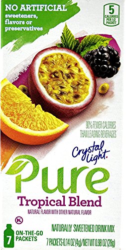 Crystal Light Pure Tropical Blend On The Go Drink Mix, 7-Packet Box (6 Box Pack)
