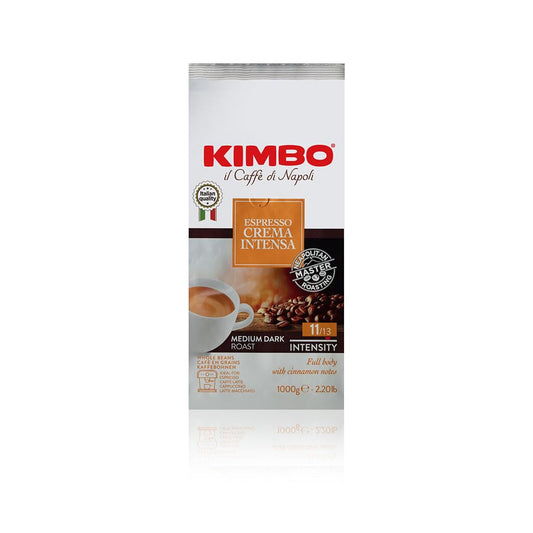 Kimbo Espresso Crema Intensa Whole Bean Coffee - Blended and Roasted in Italy - Medium to Dark Roast with a Full Body Cinnamon Flavor - 2.2 lbs Bag