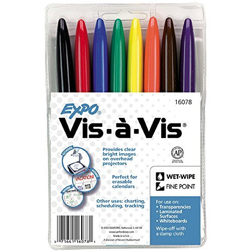 Expo Wet-Erase Fine-Tip Markers, Assorted Colors 1 ea (Pack of 6)