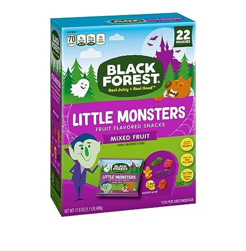 Black forest Halloween gummies little monsters mixed fruit variety snacks- 22 pouches 17.6oz w/glowing bug