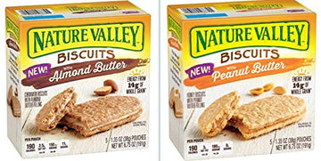 Nature Valley Biscuits with Peanut Butter & Almond Butter Variety Pack, 5 Count (Pack of 2)