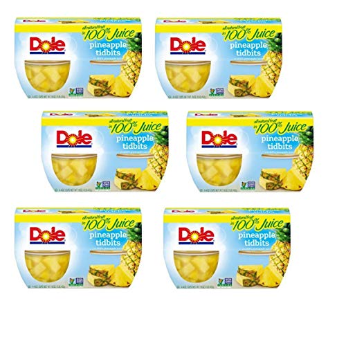 Dole Fruit Bowls, Pineapple Tidbits in 100% Pineapple Juice, 4oz, 24 cups