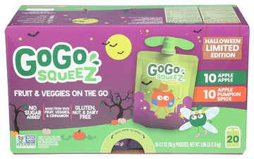 Gogo Squeez, Fruit Veggie Pouches Halloween Edition, 64 Ounce