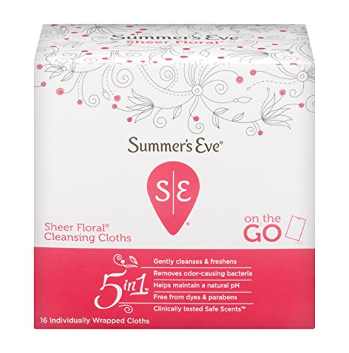 Summer's Eve Cleansing Cloths | Sheer Floral|16 Count | Pack of 12 | pH-Balanced, Dermatologist & Gynecologist Tested