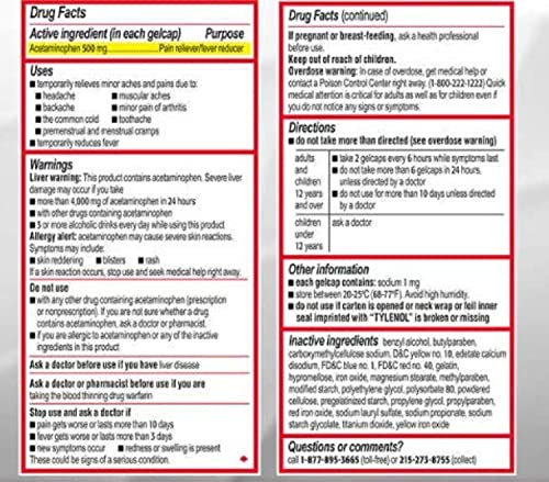 Tylenol Extra Strength Rapid Release Gels 500 mg (290 Count)