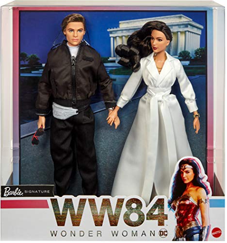 Barbie Collector Wonder Woman 1984 2-Doll Gift Set with Diana Prince Doll in Gala Gown and Steve Trevor Doll in Tracksuit, Plus Accessories and Doll Stands