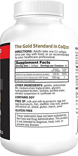 Qunol Ultra CoQ10 100mg, 3X Better Absorption, Patented Water and Fat Soluble Natural Supplement Form of Coenzyme Q10, Antioxidant for Heart Health, 60 Count Softgels