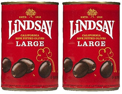 Lindsay Large Pitted California Ripe Black Olives (Pack of 2) 6 oz Cans