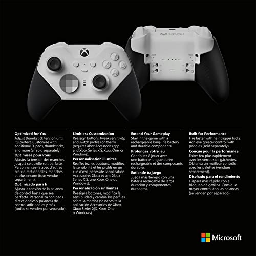 Xbox Elite Series 2 Core Wireless Gaming Controller – White – Xbox Series X|S, Xbox One, Windows PC, Android, and iOS