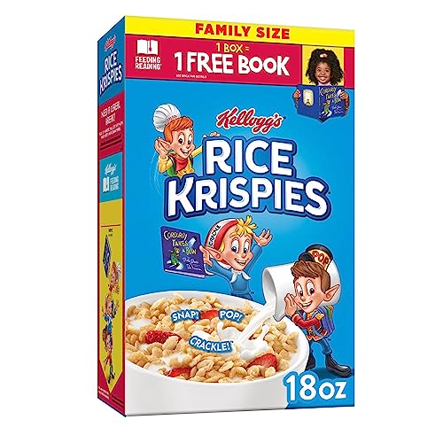 Rice Krispies Cold Breakfast Cereal, 8 Vitamins and Minerals, Rice Krispies Treats, Family Size, Original, 18oz Box (1 Box)