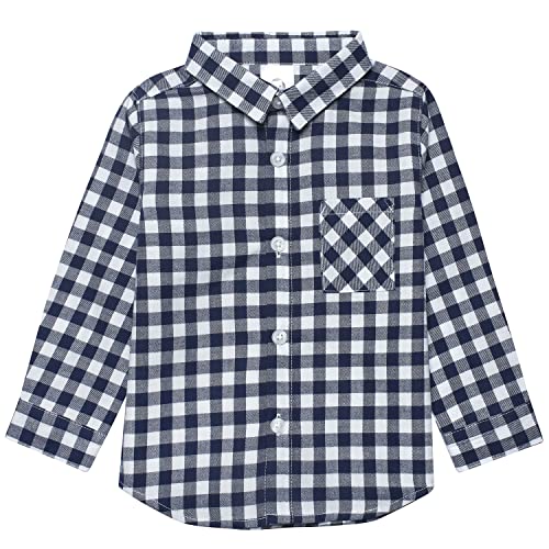 Gerber Baby and Toddler Boys Long Sleeve Button Up Plaid Shirt, Blue Plaid, 5T