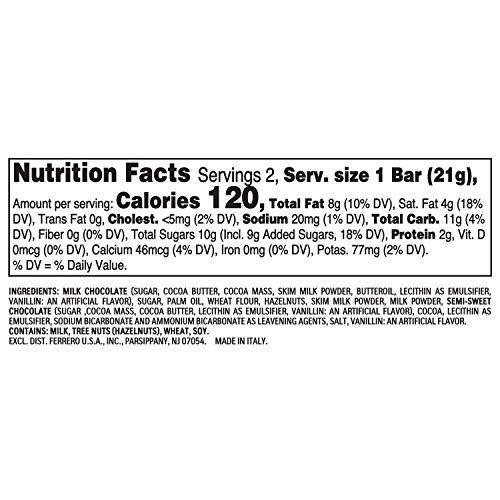 Kinder Bueno Milk Chocolate and Hazelnut Cream, 2 Packs, 2 Individually Wrapped Chocolate Bars, 1.5 oz each, Bulk 8 Pack