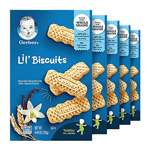Gerber Lil Biscuits, Baked with Whole Grains, Non-GMO & No High Fructose Corn Syrup, Made for Toddlers, 4.44 OZ Box (Pack of 5 Boxes)