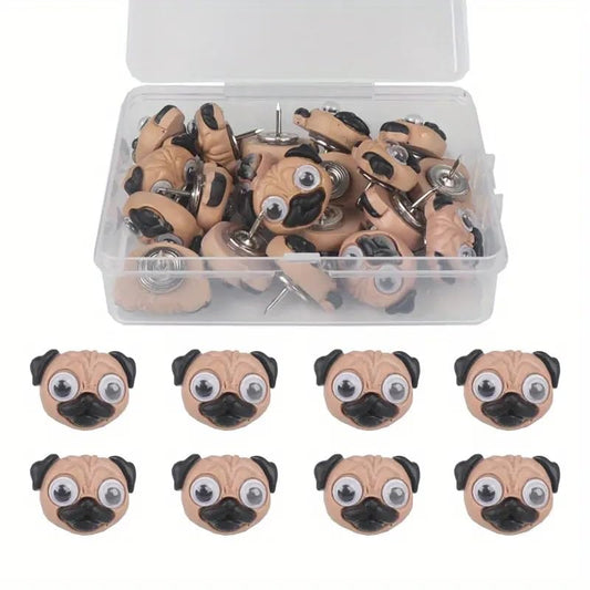 SEDLAV Adorable Cartoon Dog Pug Push Pins - Pins for Bulletin Boards, Photos, Walls