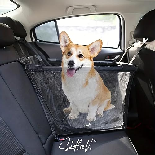 SEDLAV Dog Car Seat Cover for Medium Dogs - Waterproof Scratchproof 600D Oxford Cloth - Front Passenger & Back Seat Car Cover - Four in One Use - Hammock, Pet Safety Rope & Air Grid - Easy Cleanup