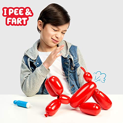Squeakee The Balloon Dog - Feed Him, Teach Him Tricks, Pop Him, and Watch Him Deflate!, Red