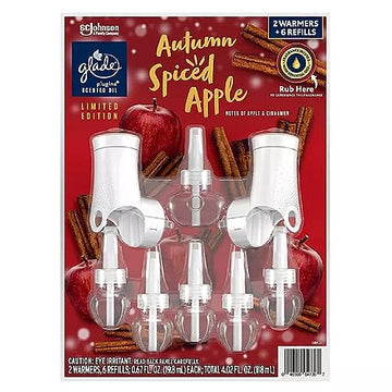 Glade PlugIns Scented Oil, 2 Warmers + 6 Refills, Autumn Spiced Apple