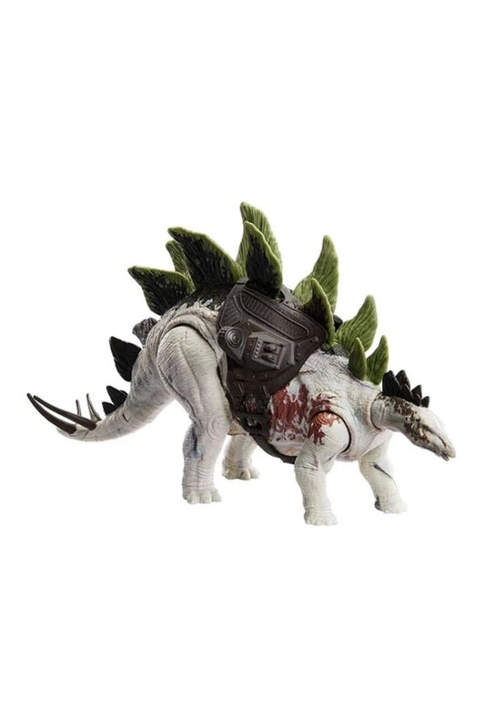 Mattel Jurassic World Dominion Dinosaur Figure Gigantic Trackers Stegosaurus with Attack Motion & Tracking Gear, Toy with Physical & Digital Play