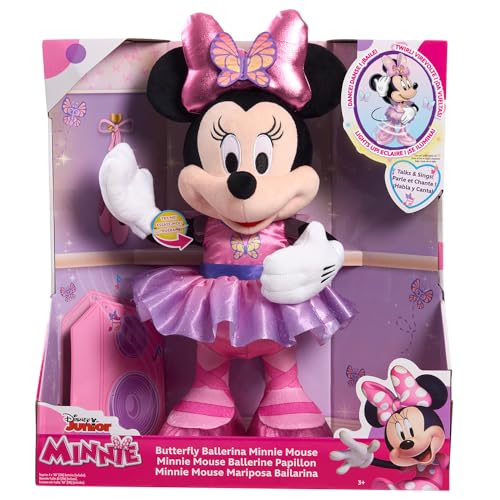 MINNIE Disney Junior Mouse Sing and Dance Butterfly Ballerina Lights and Sounds Plush, Sings Just Like a Butterfly, Kids Toys for Ages 3 Up by Just Play