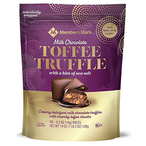 Member's Mark Milk Chocolate Toffee Truffle with Sea Salt (19 oz.), 38 Count (Pack of 1)