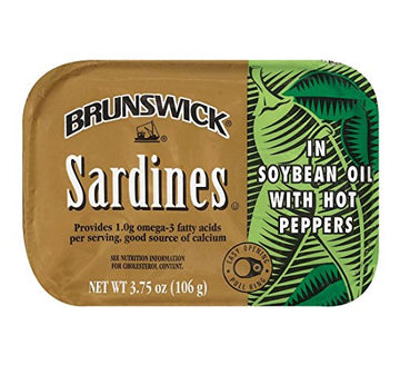 Brunswick Sardines In Soybean Oil With Hot Peppers, 3.75 oz