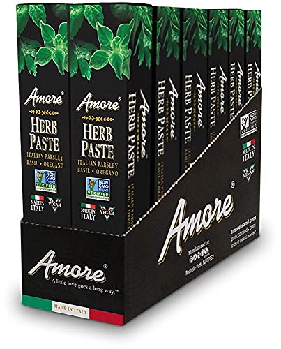 Amore Vegan Fresh Herb Paste In A Tube - Non GMO Certified And Made In Italy (Pack of 12)