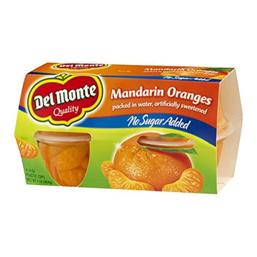 Del Monte Mandarin Oranges No Sugar Added 4ct - 2 Pack