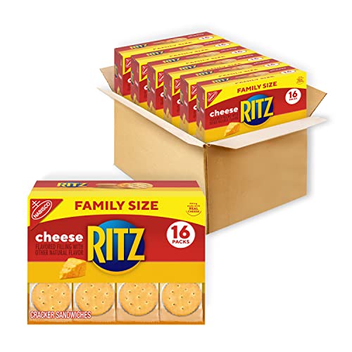 RITZ Cheese Sandwich Crackers, Family Size, 16 - 1.35 oz Packs (6 Boxes)
