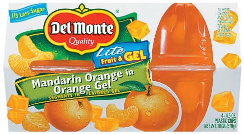 Del Monte Mandarin Orange Gel, 4-Count Cups (Pack of 6)