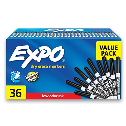 Expo Low Odor Dry Erase Markers, Fine Tip, Assorted Colors, 12 Count