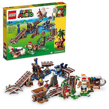 LEGO Super Mario Diddy Kong's Mine Cart Ride Expansion Set 71425, Collectible Building Toy with Brick Built Funky Kong Figure, Super Mario Gift Set for Kids Ages 8-10 to Combine with a Starter Course