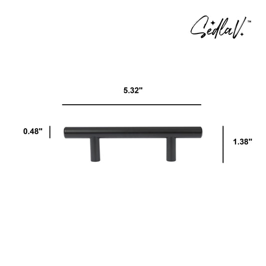 SEDLAV Matte Black Center-to-Center Bar Pull - Stainless Steel Cabinet Pulls for Kitchen and Home - Easy Installation with Mounting Templates & Drill Bit - Elegant, Modern Design - Ideal for Cabinets