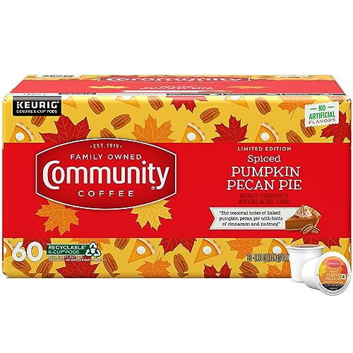 Community Coffee Spiced Pumpkin Pecan Pie Flavored 60 Count Coffee Pods, Medium Roast Compatible with Keurig 2.0 K-Cup Brewers, 60 Count (Pack of 1)