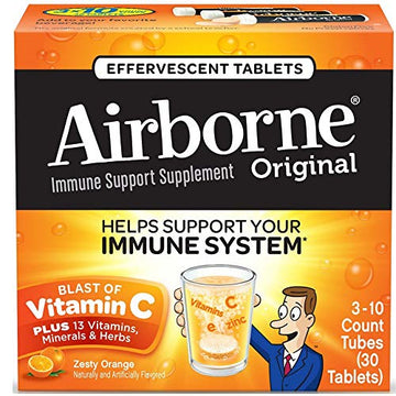 Airborne Zesty Orange Effervescent Tablets,1000mg of Vitamin C - Immune Support Supplement 30ea (Pack of 72)