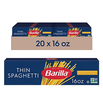 Barilla Thin Spaghetti Pasta, 16 oz. Box (Pack of 20) - Non-GMO Pasta Made with Durum Wheat Semolina - Kosher Certified Pasta