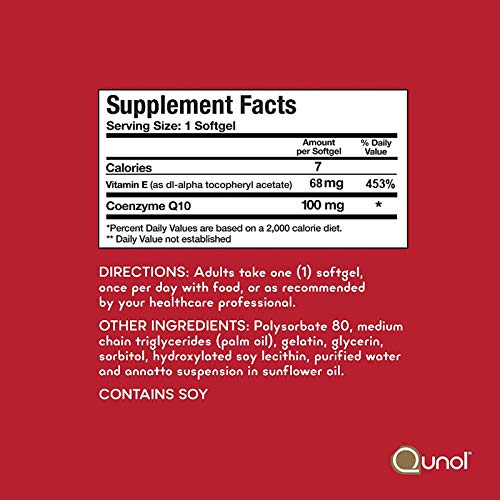 Qunol Ultra CoQ10 100mg, 3x Better Absorption, Patented Water and Fat Soluble Natural Supplement Form of C0Q10, Antioxidant for Heart Health, 30 Count Softgels