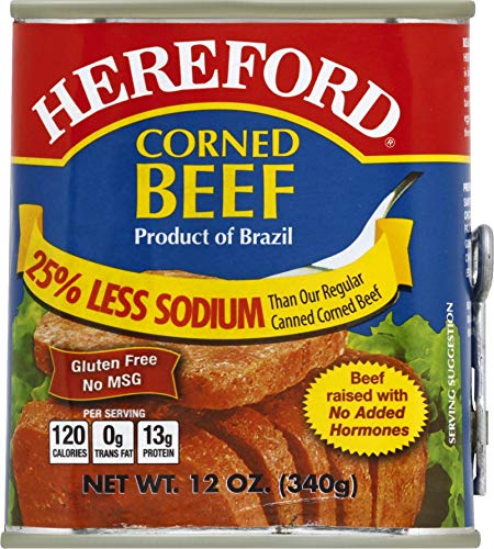 Hereford Corned Beef with 25% Less Sodium, 12 Oz (Pack of 4)