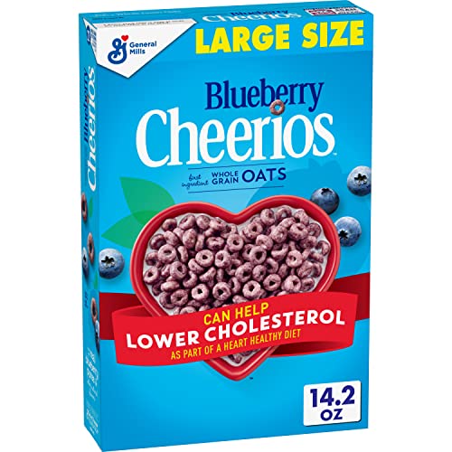 Cheerios Blueberry Cheerios Heart Healthy Cereal, Gluten Free Cereal With Whole Grain Oats, 14.2 OZ Large Size