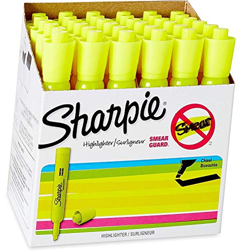 Sharpie Tank Style Highlighters, Chisel Tip, Fluorescent Yellow, Box of 36-1