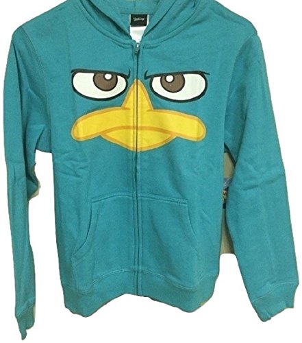 Phineas & Ferb Perry Boys Zip Up Hoodie, Teal, L 10/12